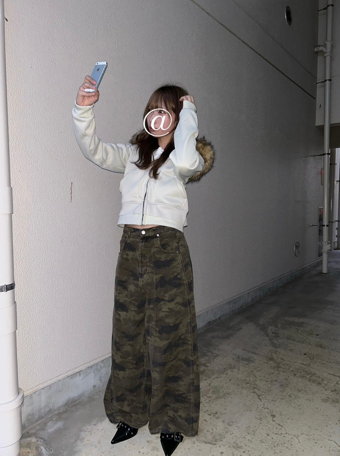 エコファー・クロップド丈ジップアップフーディー LLS001