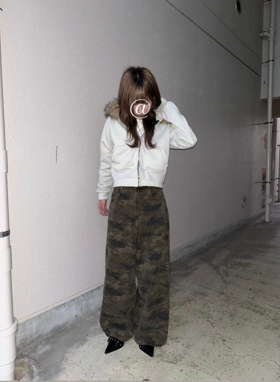 エコファー・クロップド丈ジップアップフーディー LLS001