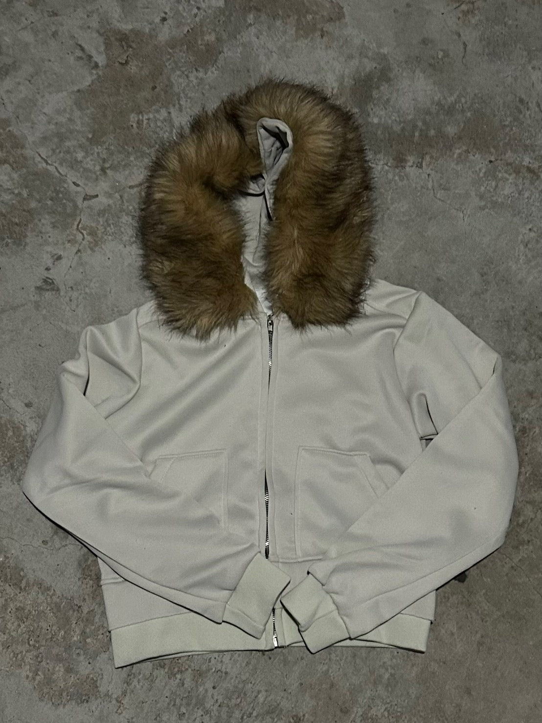 エコファー・クロップド丈ジップアップフーディー LLS001