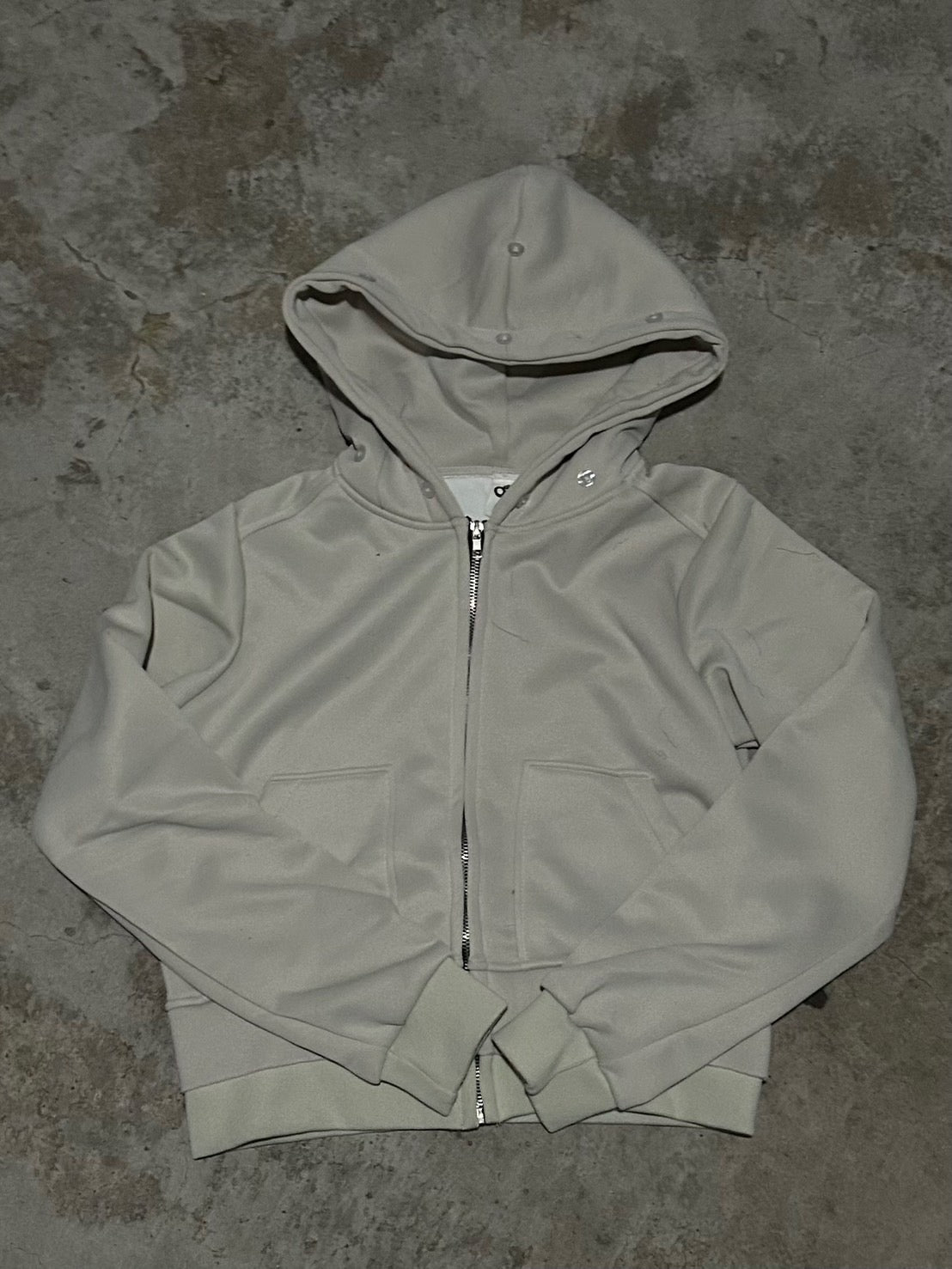 エコファー・クロップド丈ジップアップフーディー LLS001