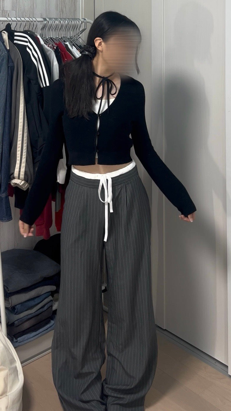 ドロストレイヤードウエスト・ピンストライプスラックス TN001