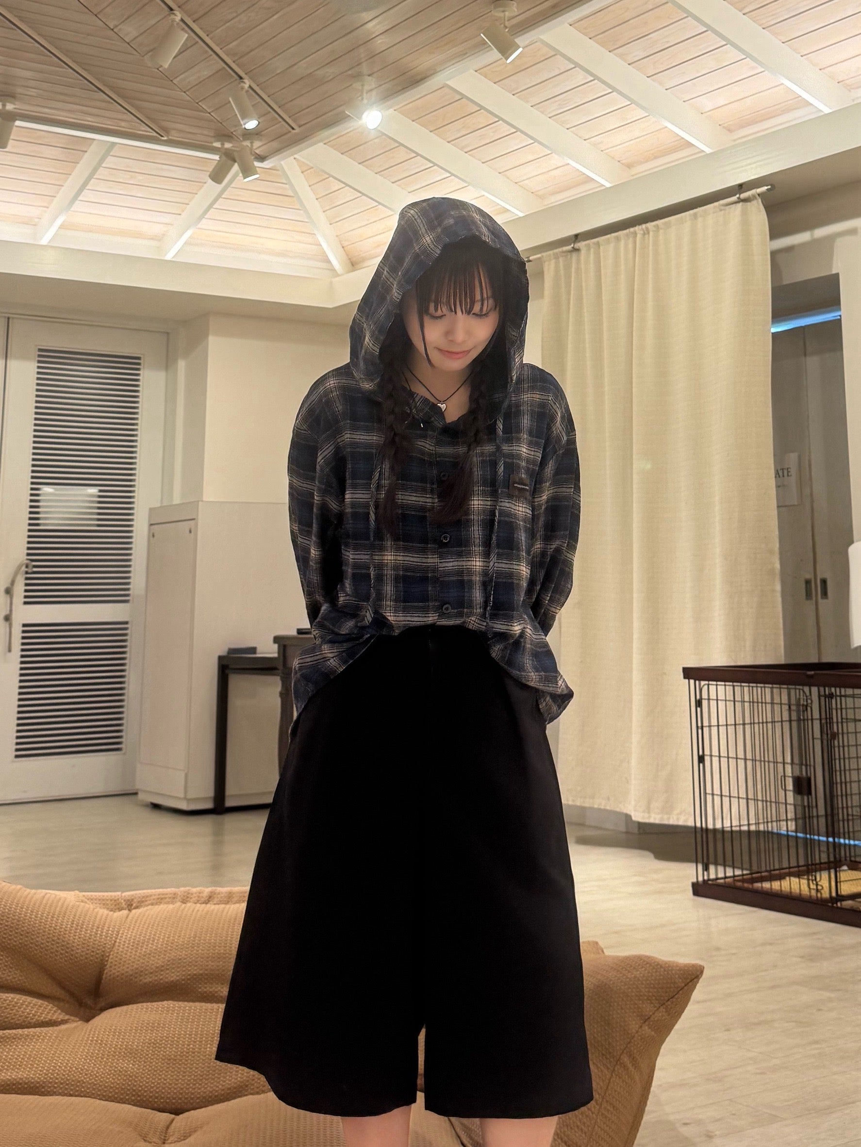 フーデッド・オーバーサイズネルシャツ YT002