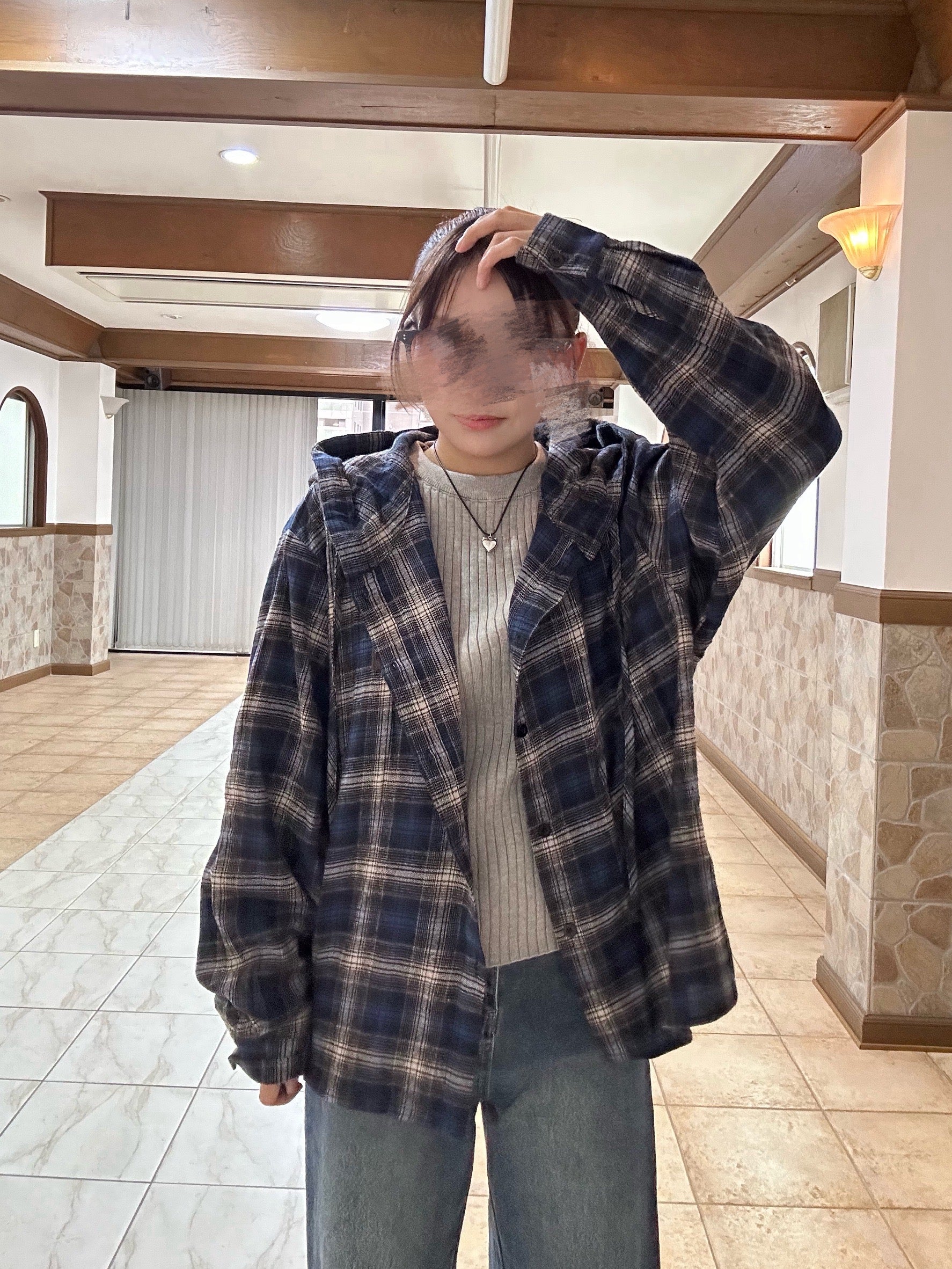 フーデッド・オーバーサイズネルシャツ YT002