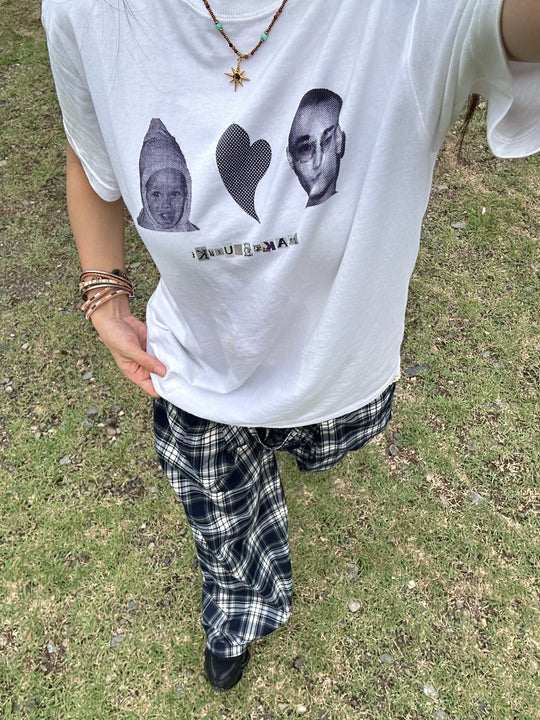 レイヤードウエスト・ドローストリングワイドチェックパンツ YT004