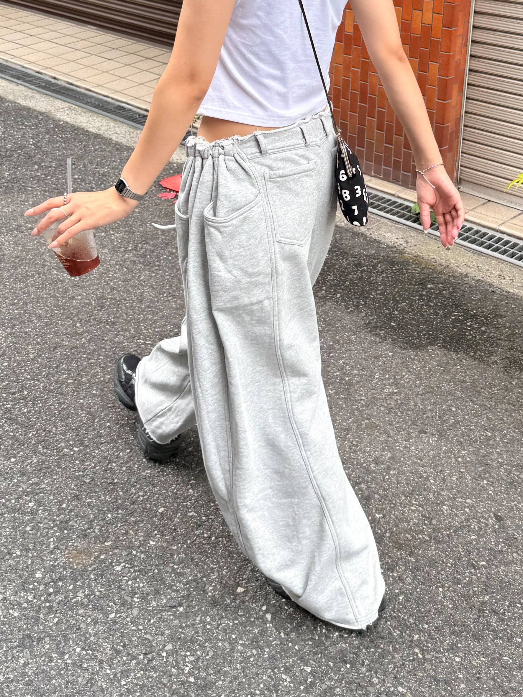 カットオフウエスト・マルチポケットワイドスウェット TM-001