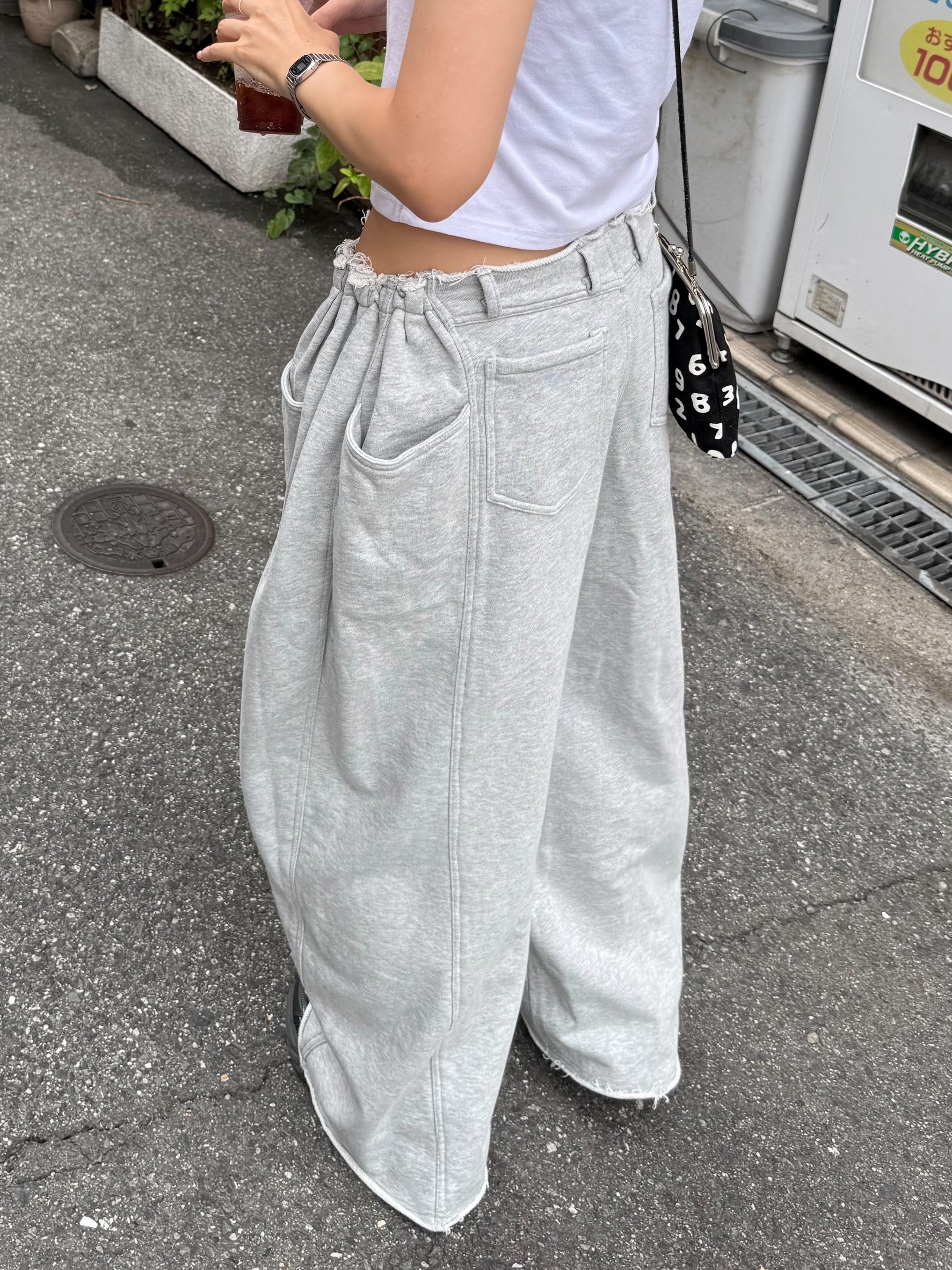 カットオフウエスト・マルチポケットワイドスウェット TM-001