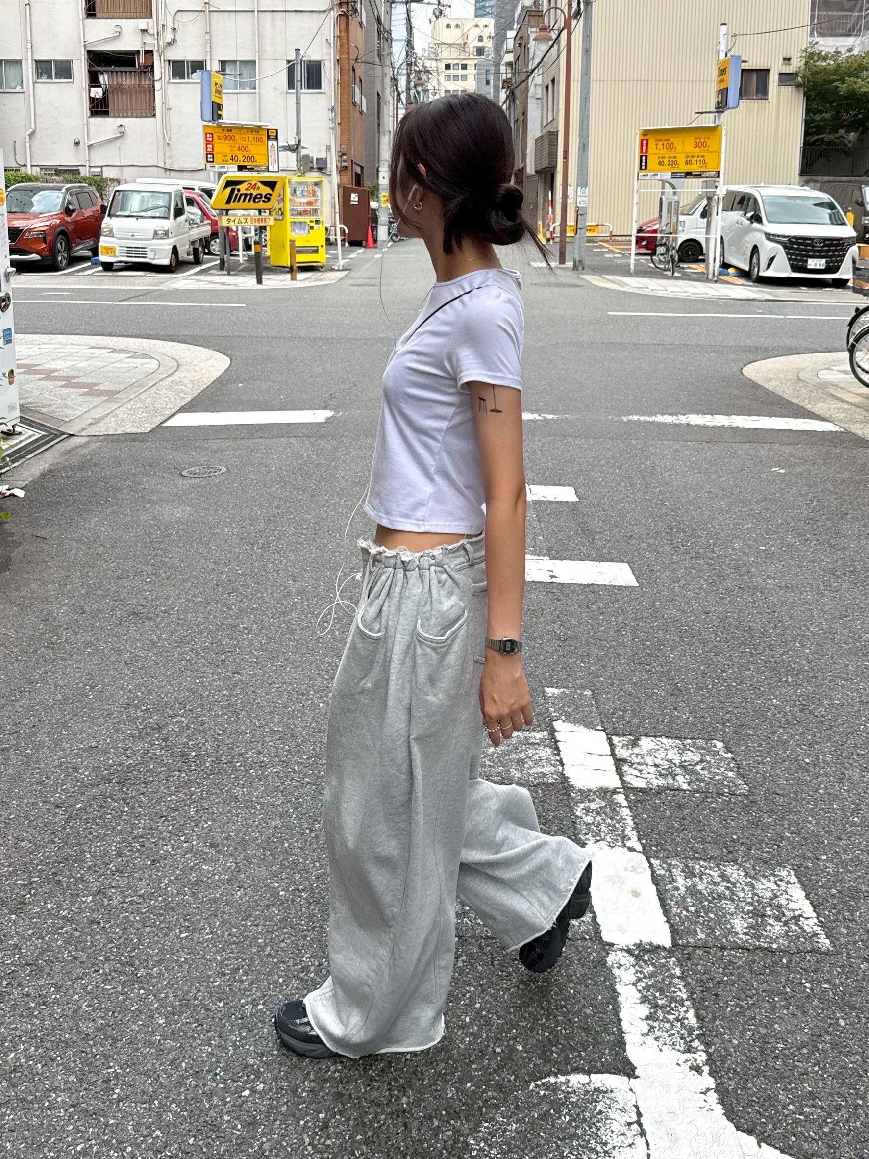 カットオフウエスト・マルチポケットワイドスウェット TM-001