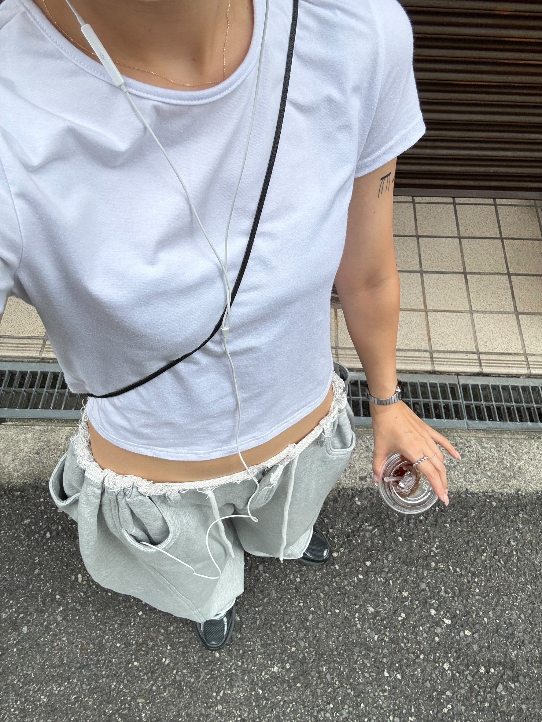 カットオフウエスト・マルチポケットワイドスウェット TM-001