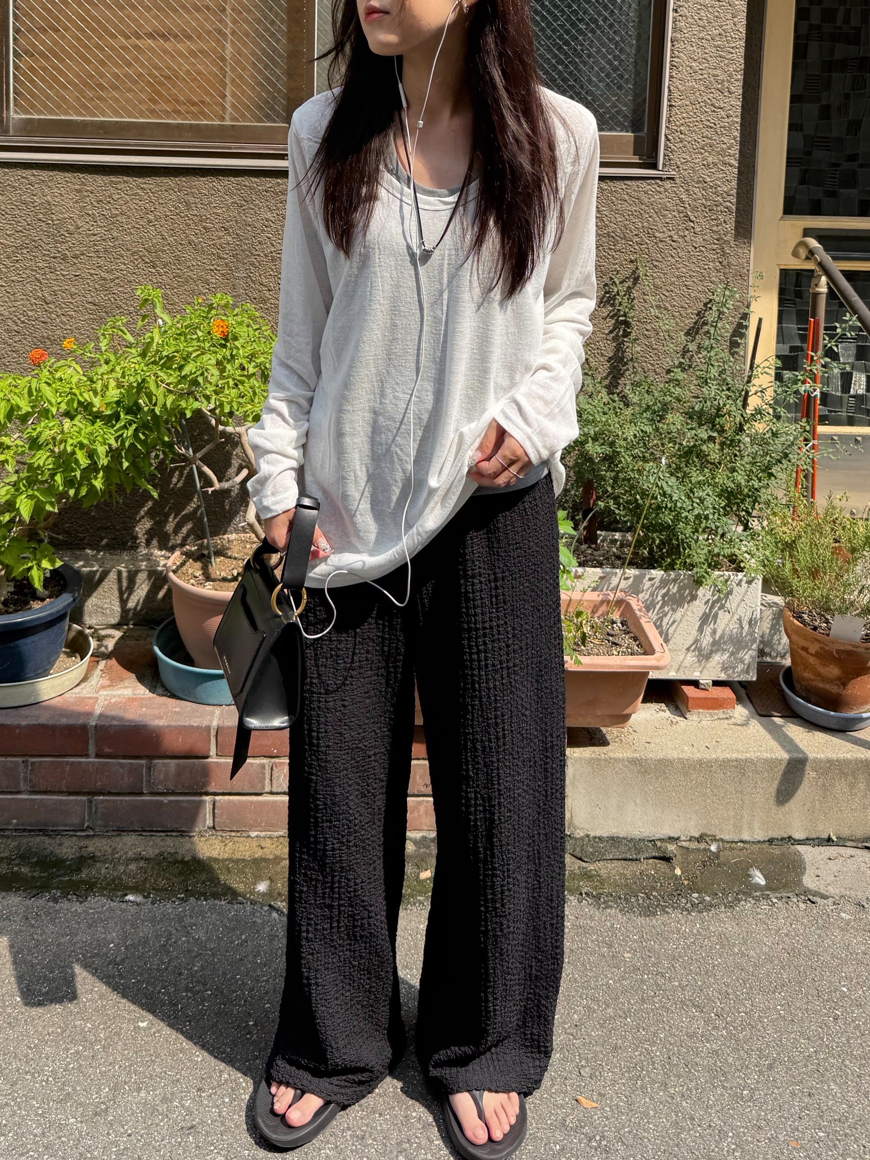 タンクトップレイヤード・スラブコットンロングTシャツ TM-003