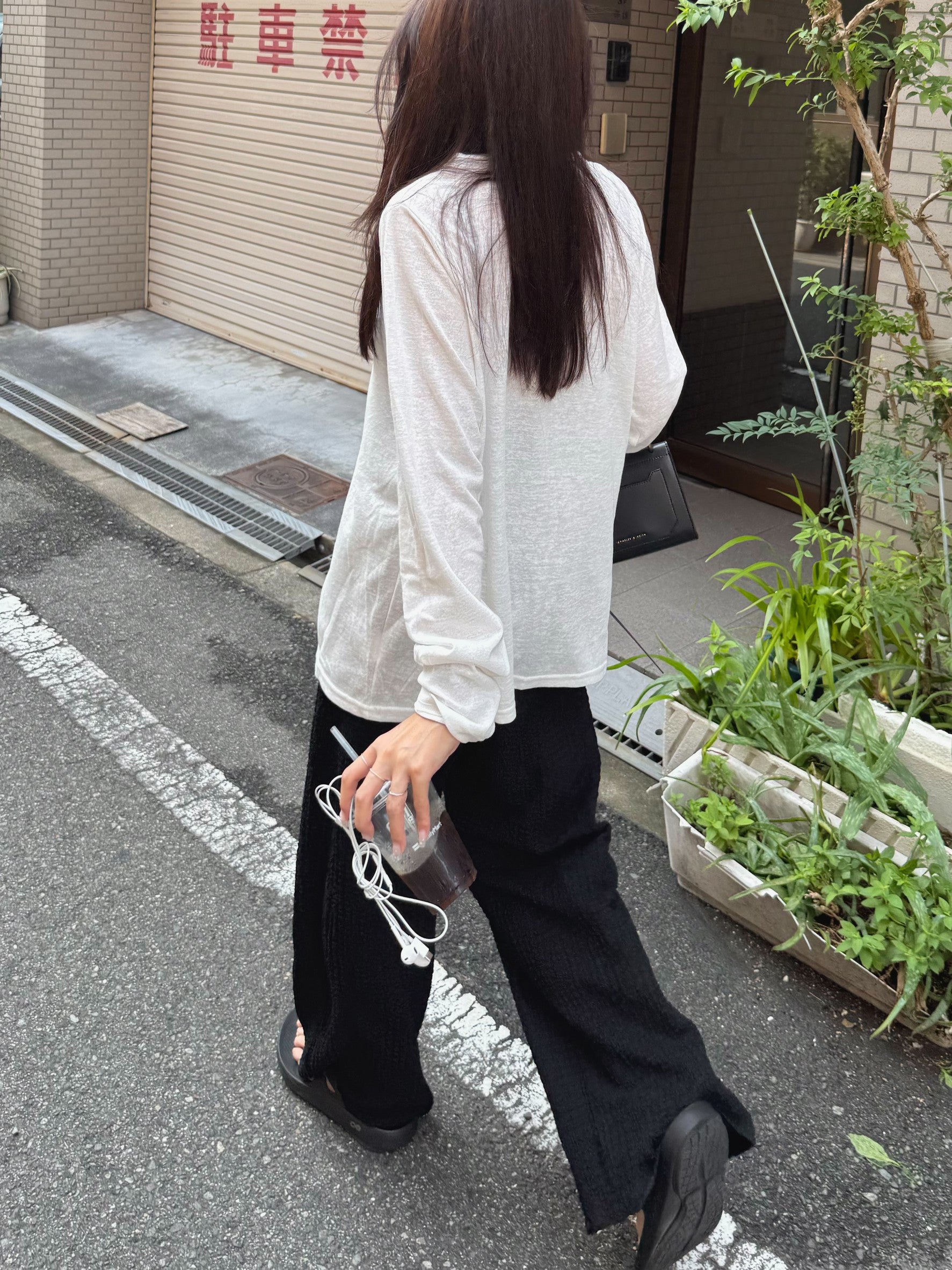 タンクトップレイヤード・スラブコットンロングTシャツ TM-003