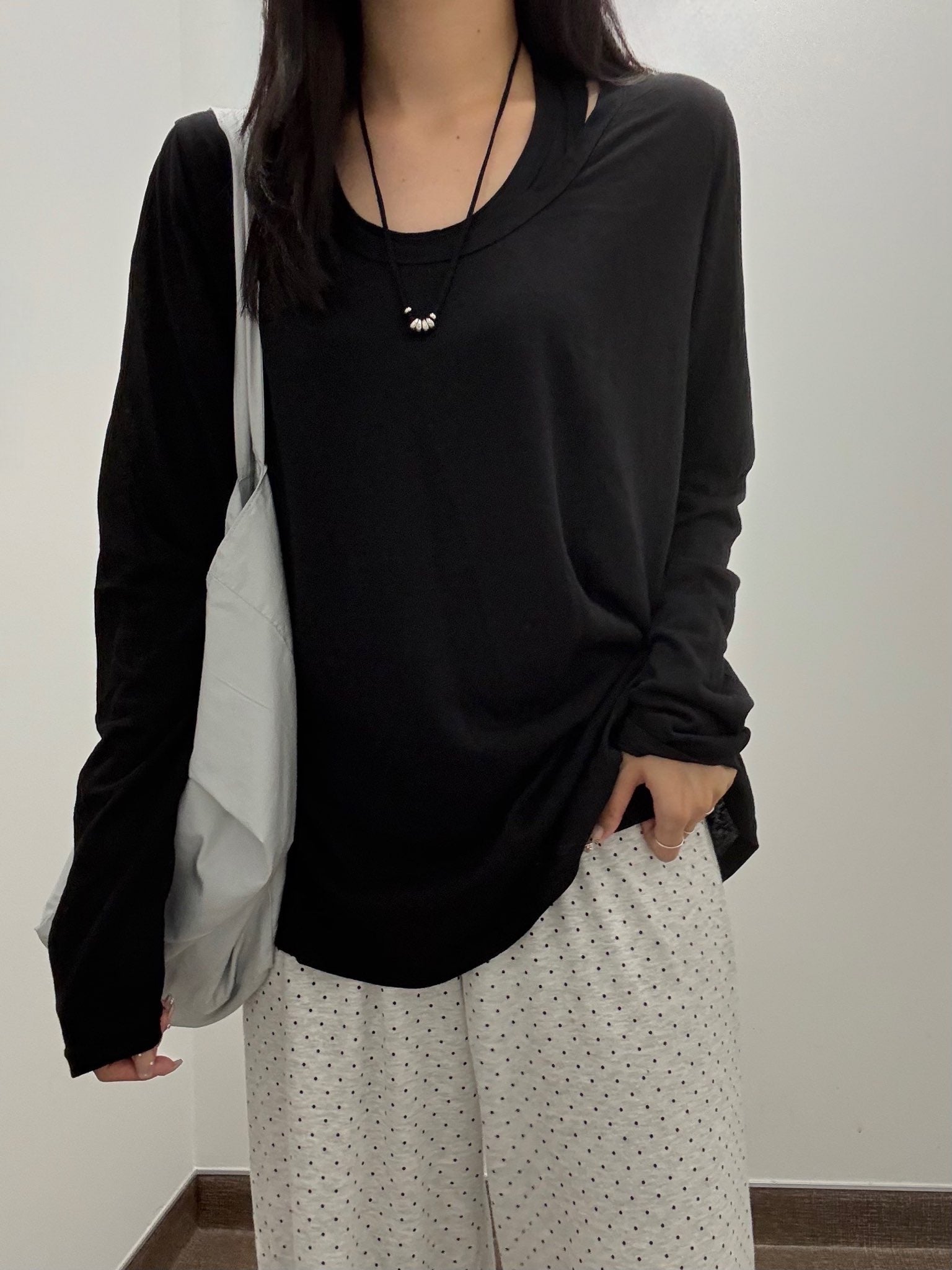 タンクトップレイヤード・スラブコットンロングTシャツ TM-003