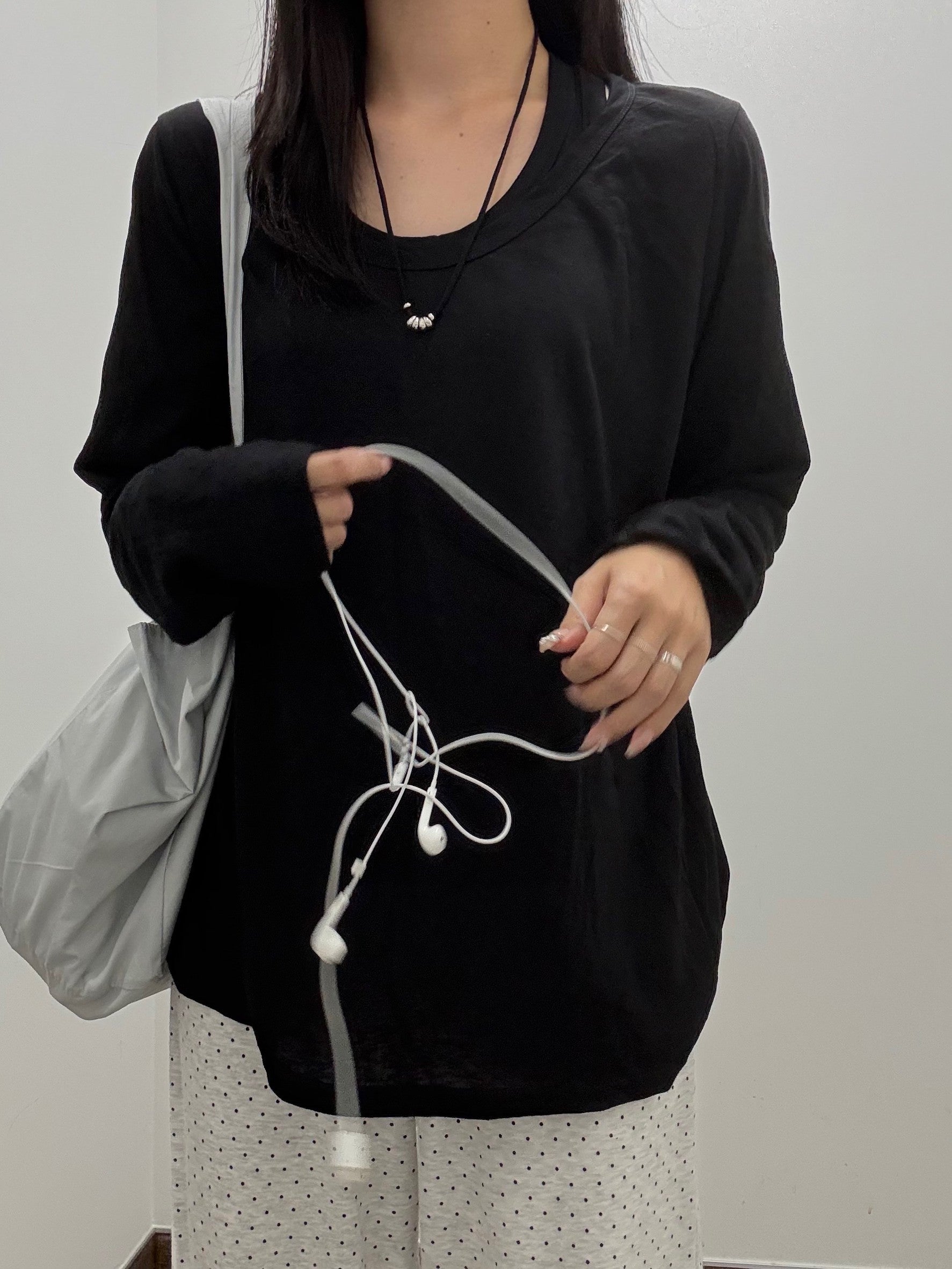 タンクトップレイヤード・スラブコットンロングTシャツ TM-003