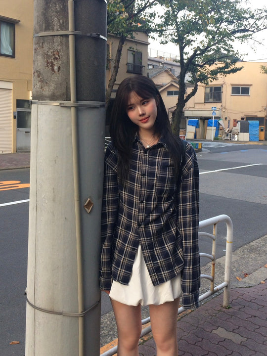 オンブレチェック・オーバーサイズシャツ BC002