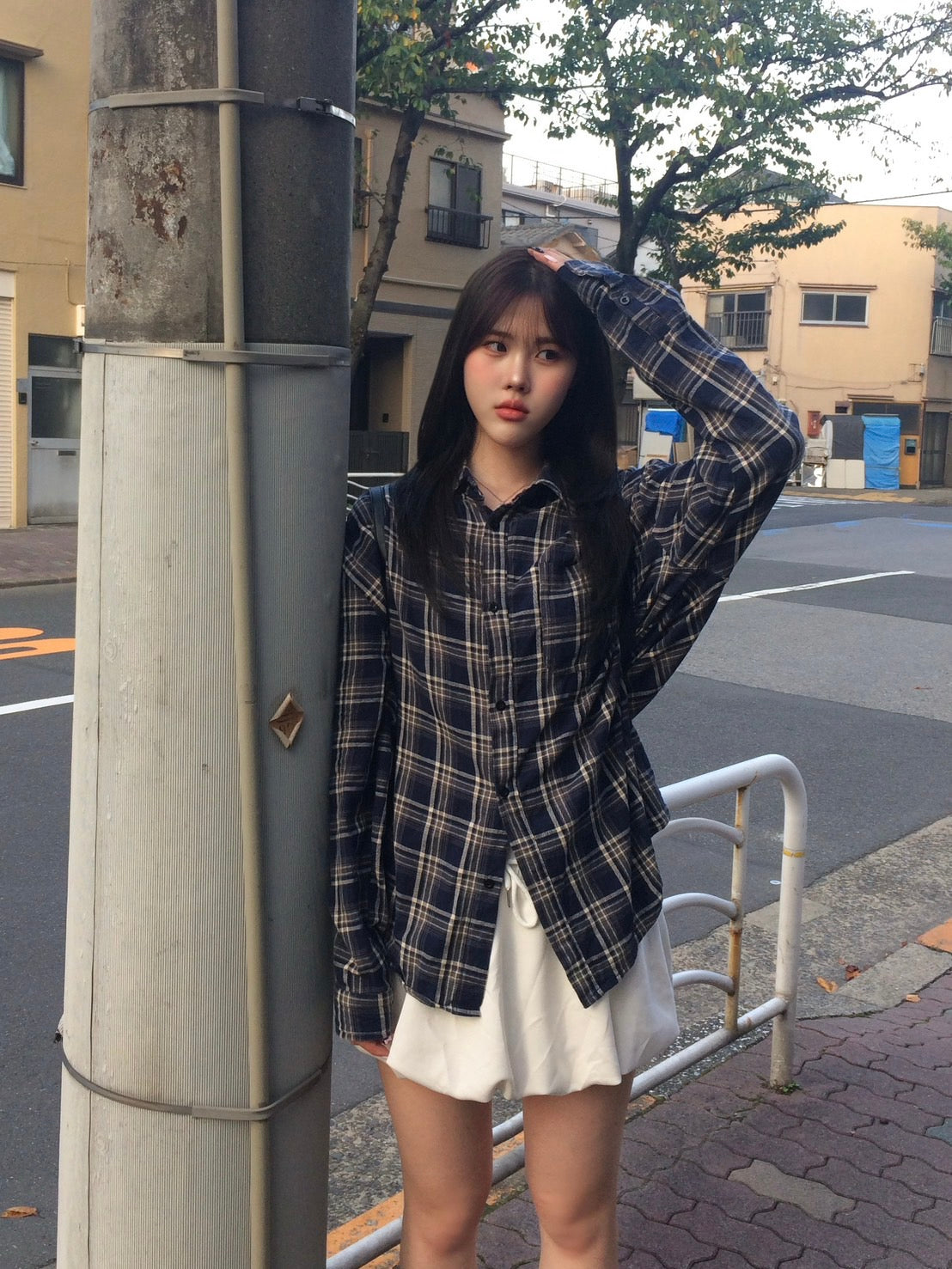 オンブレチェック・オーバーサイズシャツ BC002