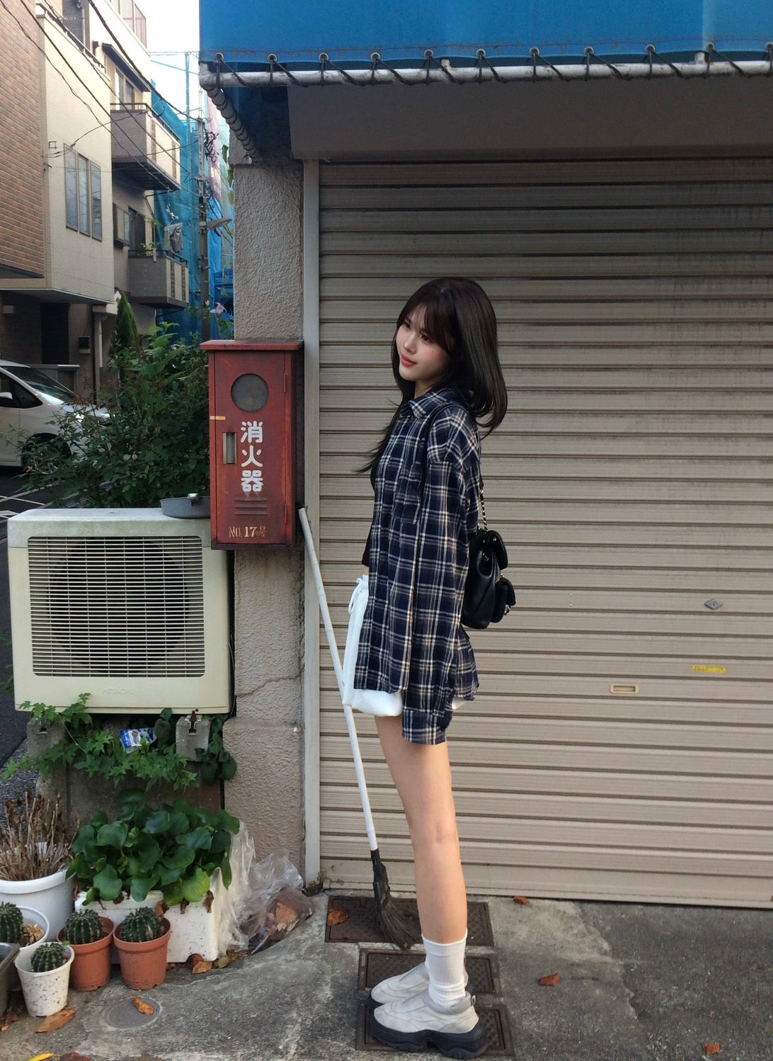 オンブレチェック・オーバーサイズシャツ BC002