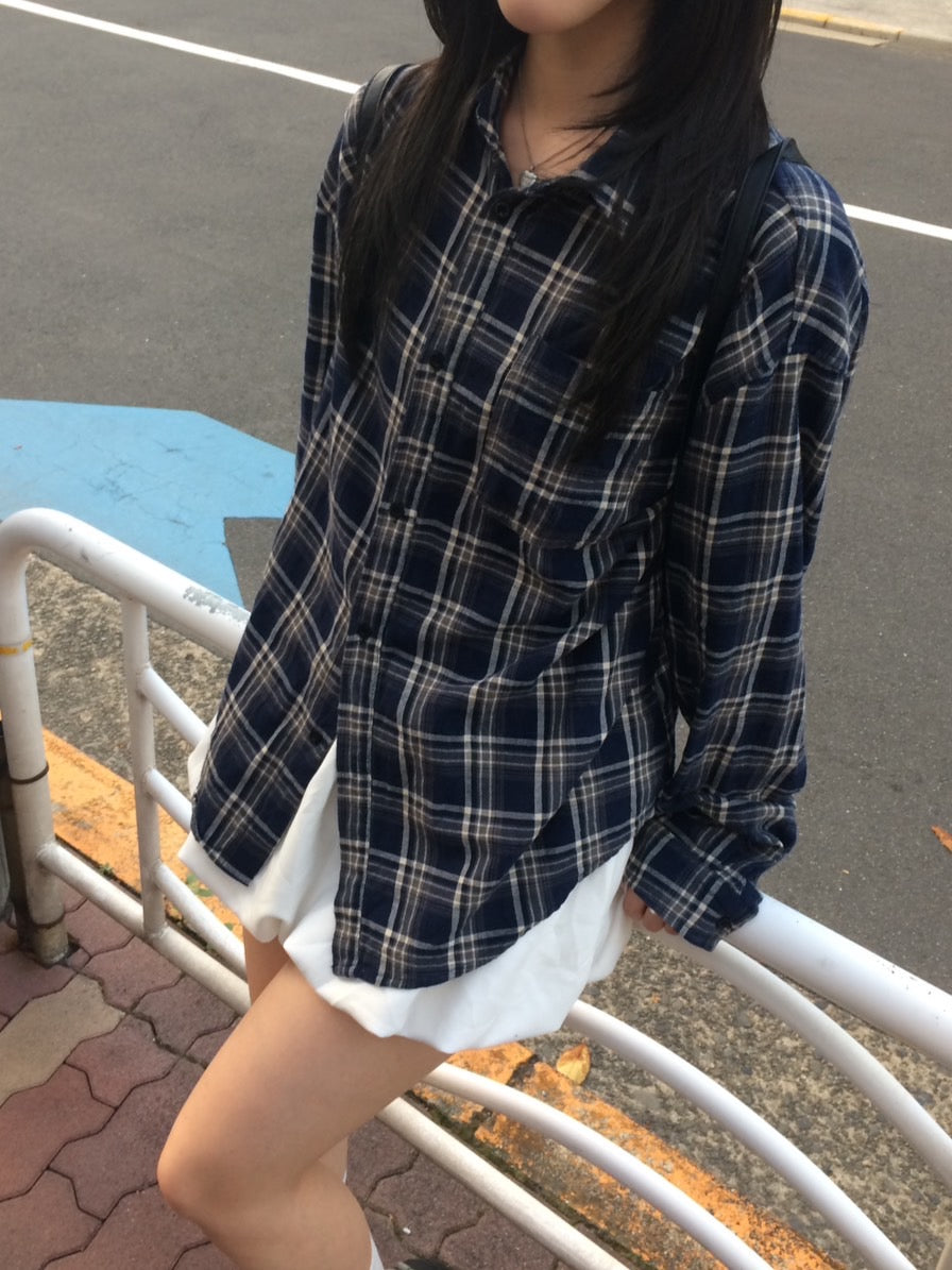 オンブレチェック・オーバーサイズシャツ BC002