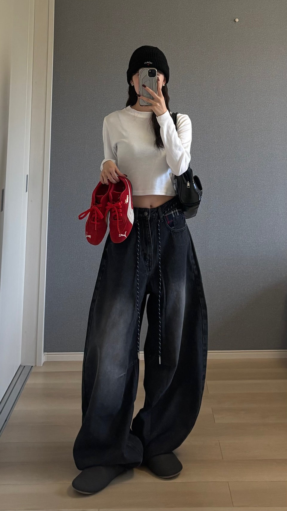 チェックパターン・パッチポケットワイドデニム s0814m-18