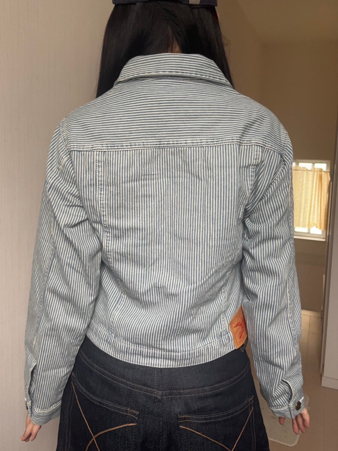 ヒッコリーストライプ・クロップド丈トラッカージャケット PC005