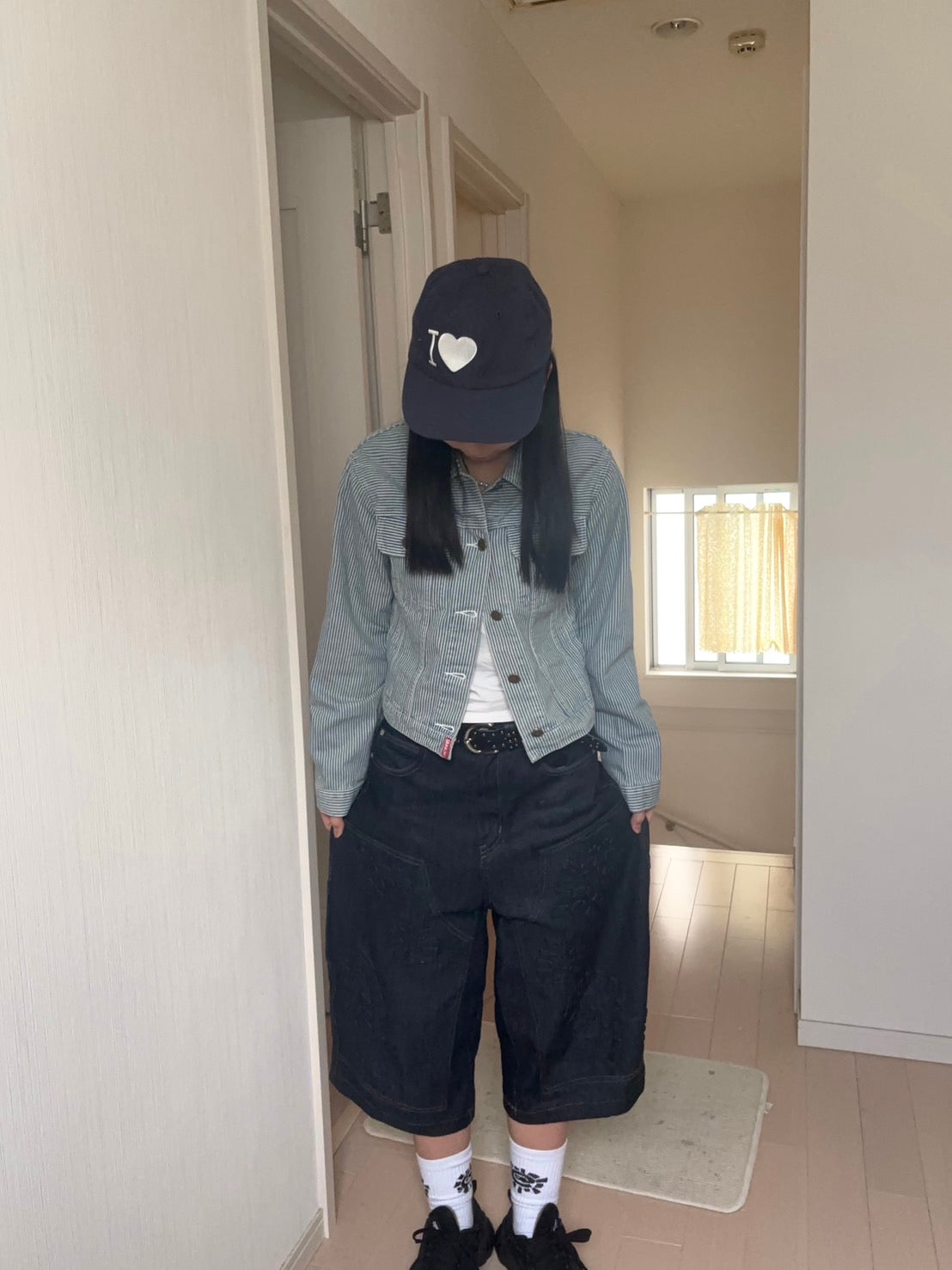 ヒッコリーストライプ・クロップド丈トラッカージャケット PC005