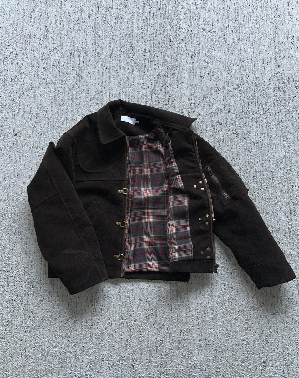 裏地チェックファイヤーマン スエードライクジャケット LLS003