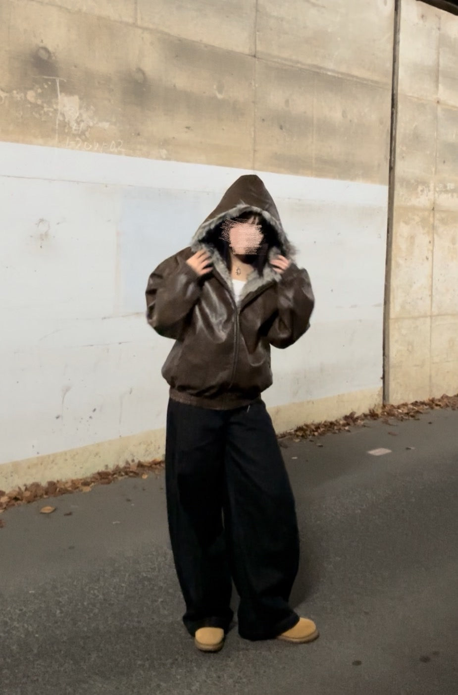 ファー付きレザーブルゾン AT002