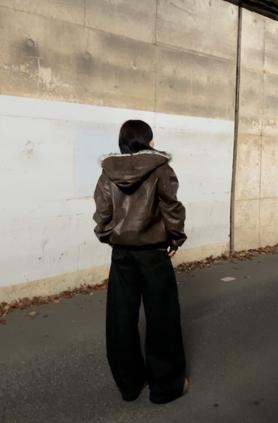 ファー付きレザーブルゾン AT002