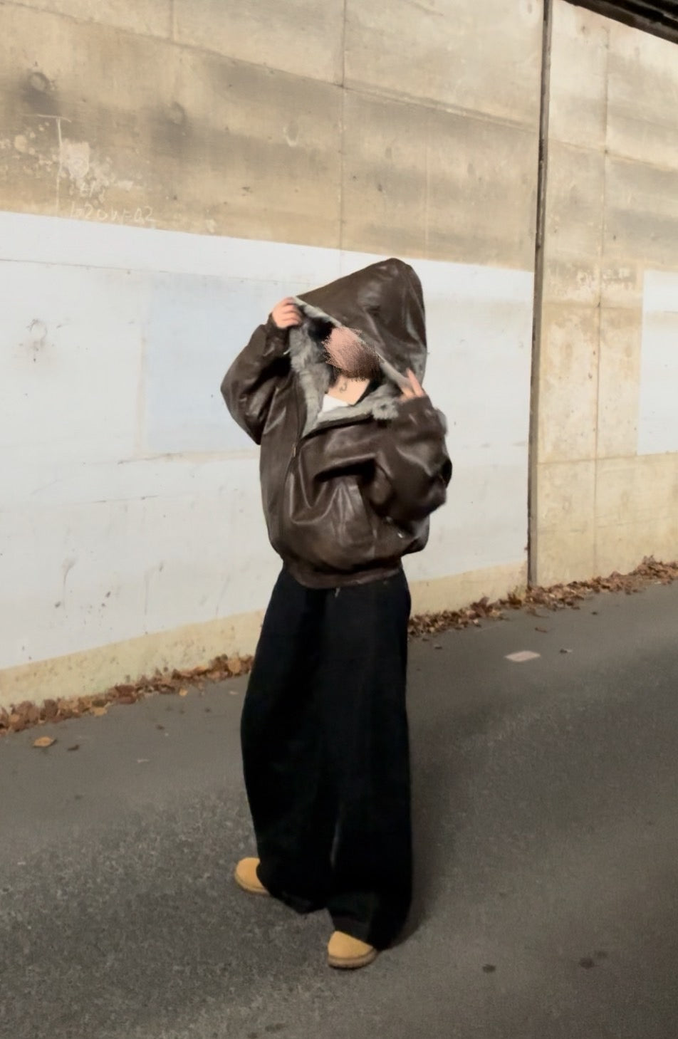 ファー付きレザーブルゾン AT002