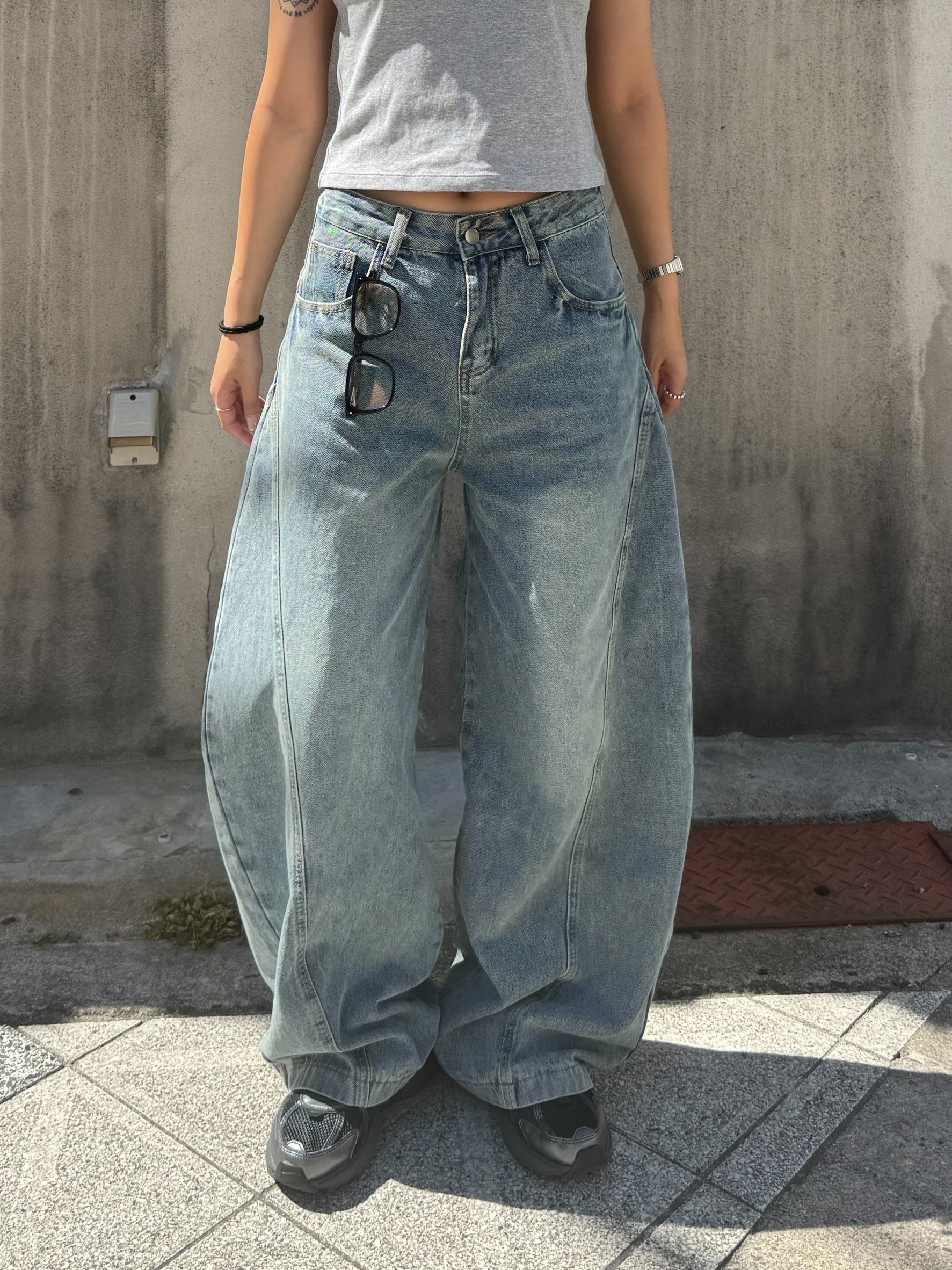 3Dカーブ・アイスウォッシュワイドデニム TM-004