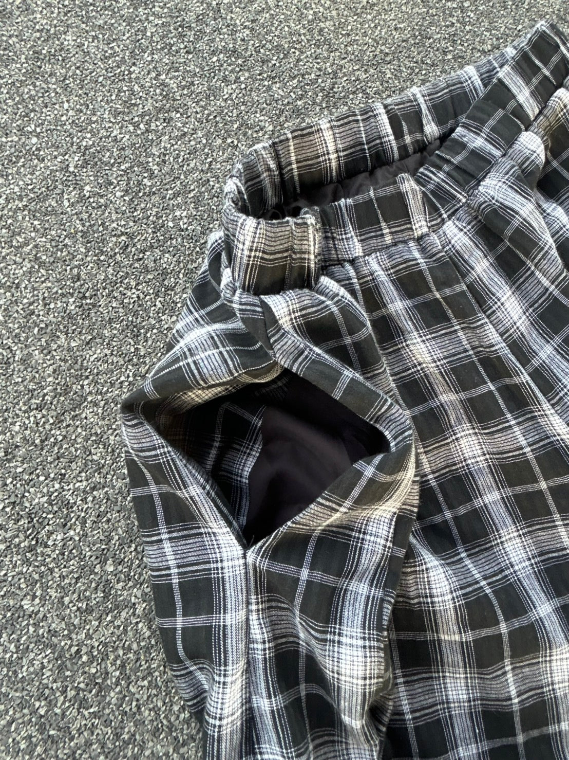 リラックスワイドチェックイージーパンツ MI-14