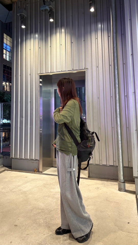 ヘザーグレー・スーパーワイドフィットスウェットパンツ WG002