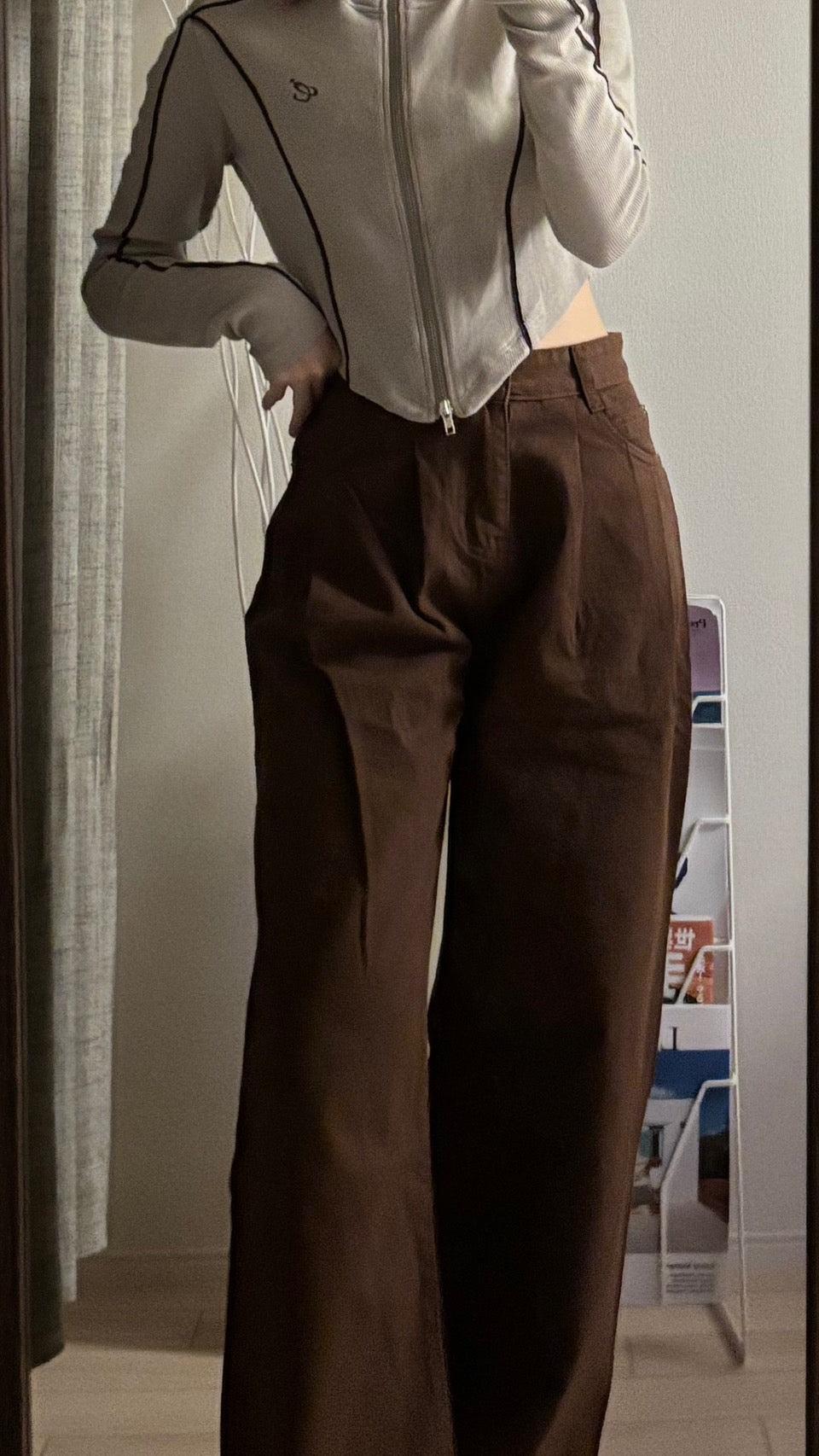 オータムブラウンストレートパンツ RIM001