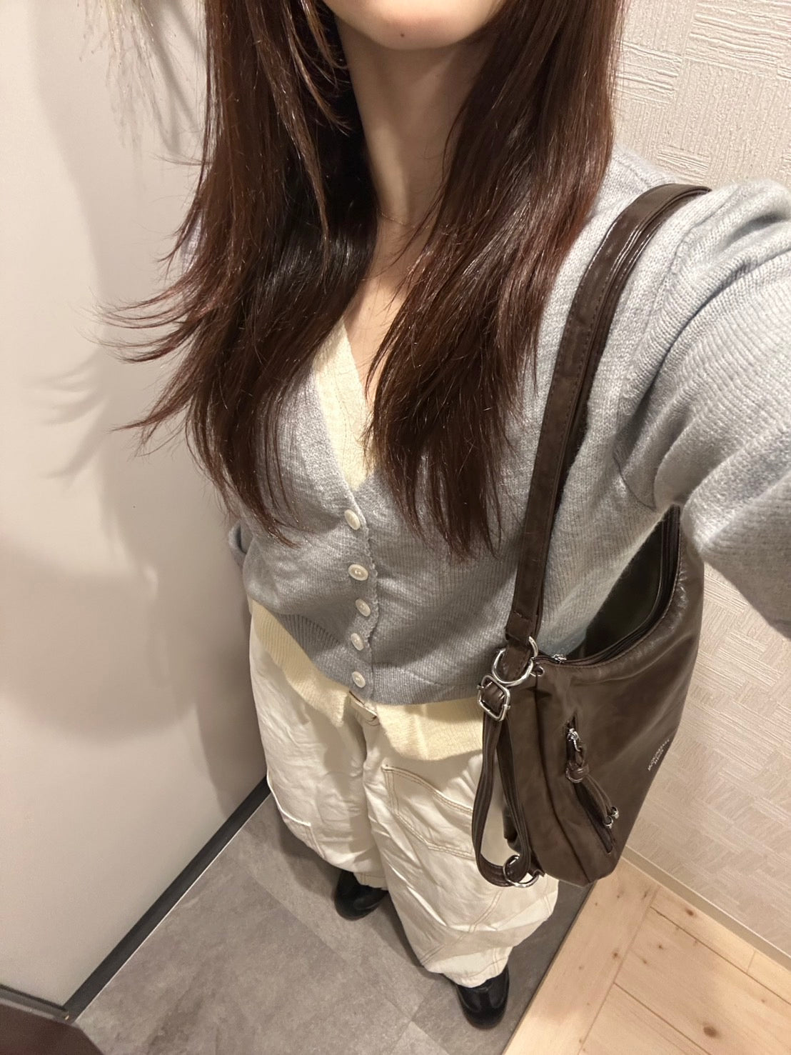 リヴェール配色Vネックレイヤードカーディガン OT-016