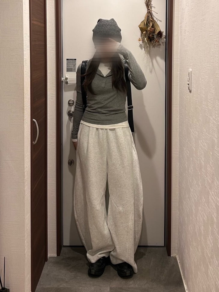 レイヤードヘンリーネック長袖カットソー OT-019