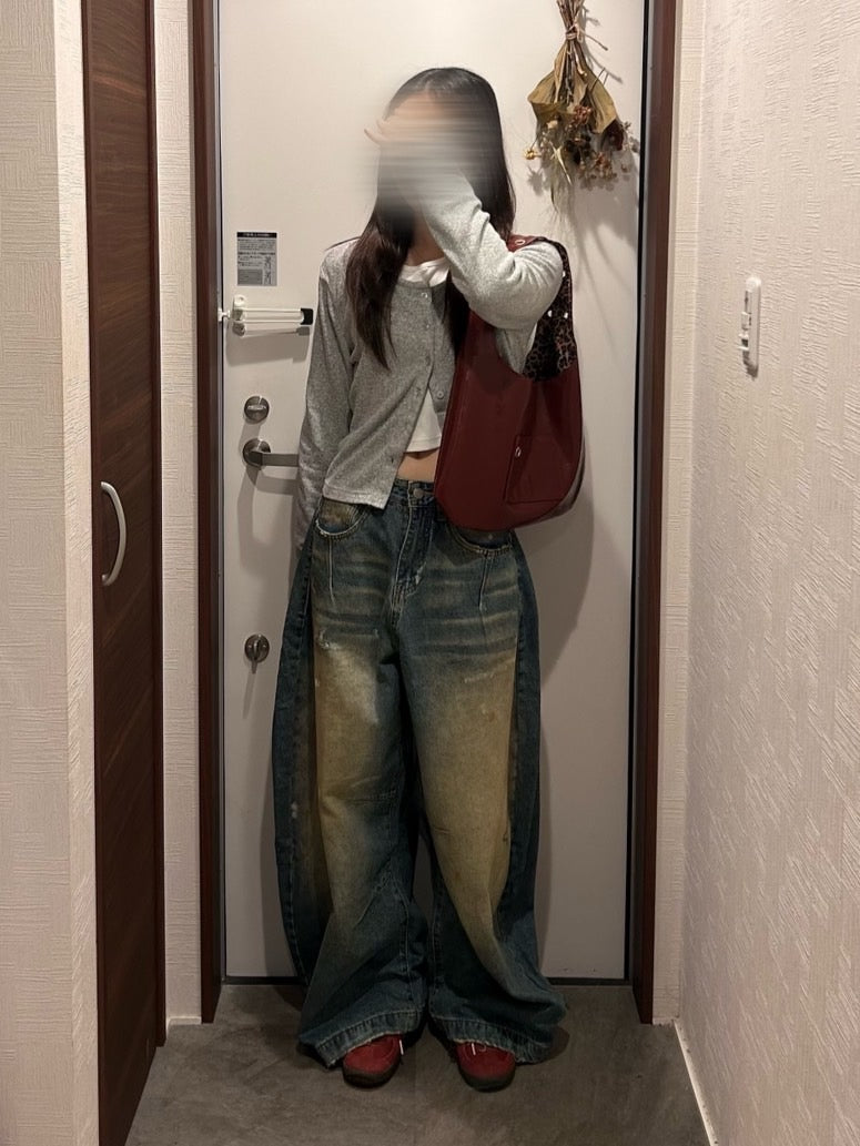 ヴィンテージ風ルーズシルエットデニムパンツ OT-021