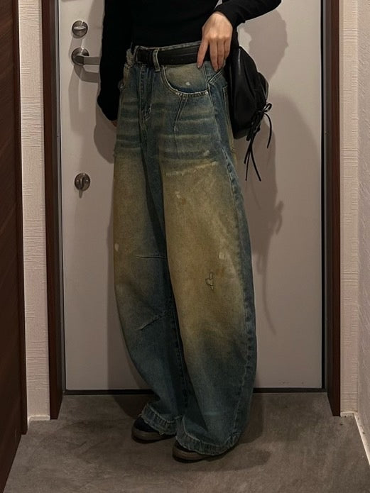 ヴィンテージ風ルーズシルエットデニムパンツ OT-021