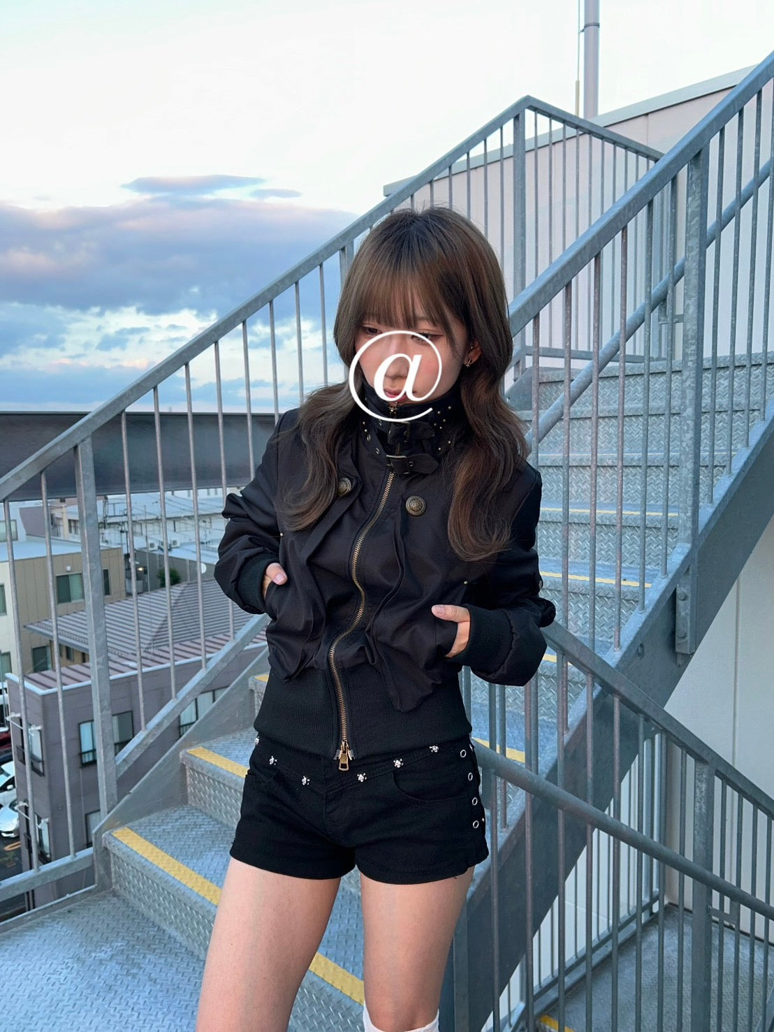 ショート丈ライダースジャケット LLS004