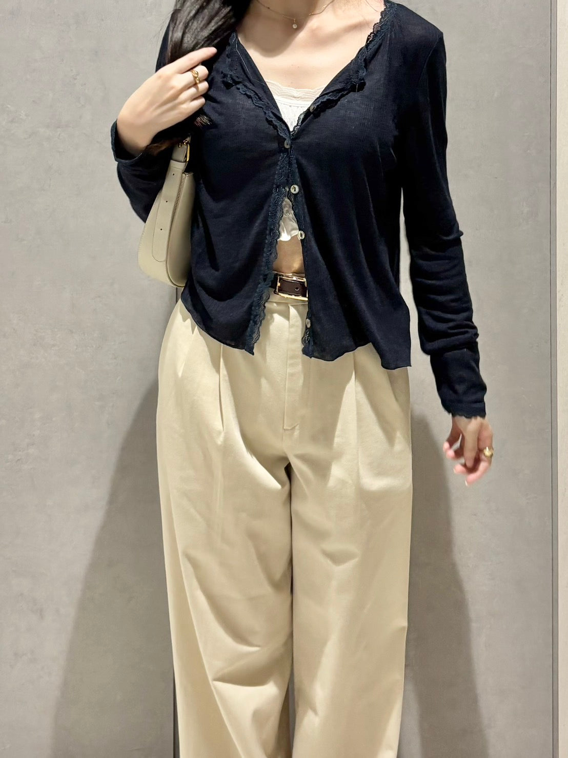 レースライトニットカーディガン CLG001