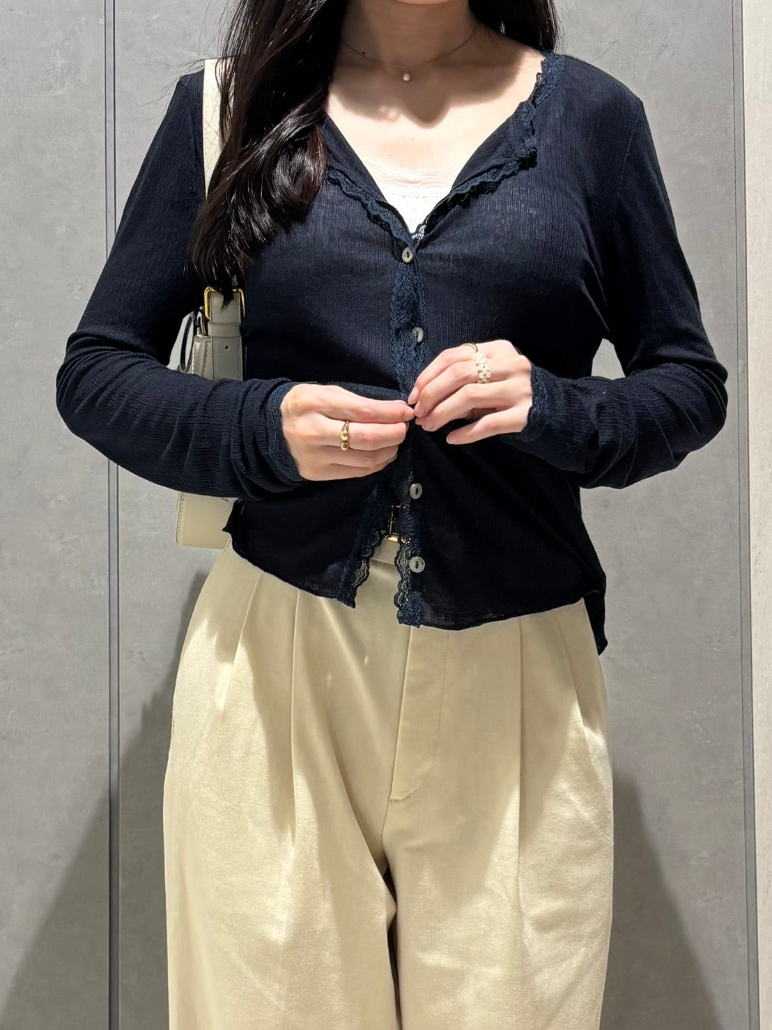 レースライトニットカーディガン CLG001