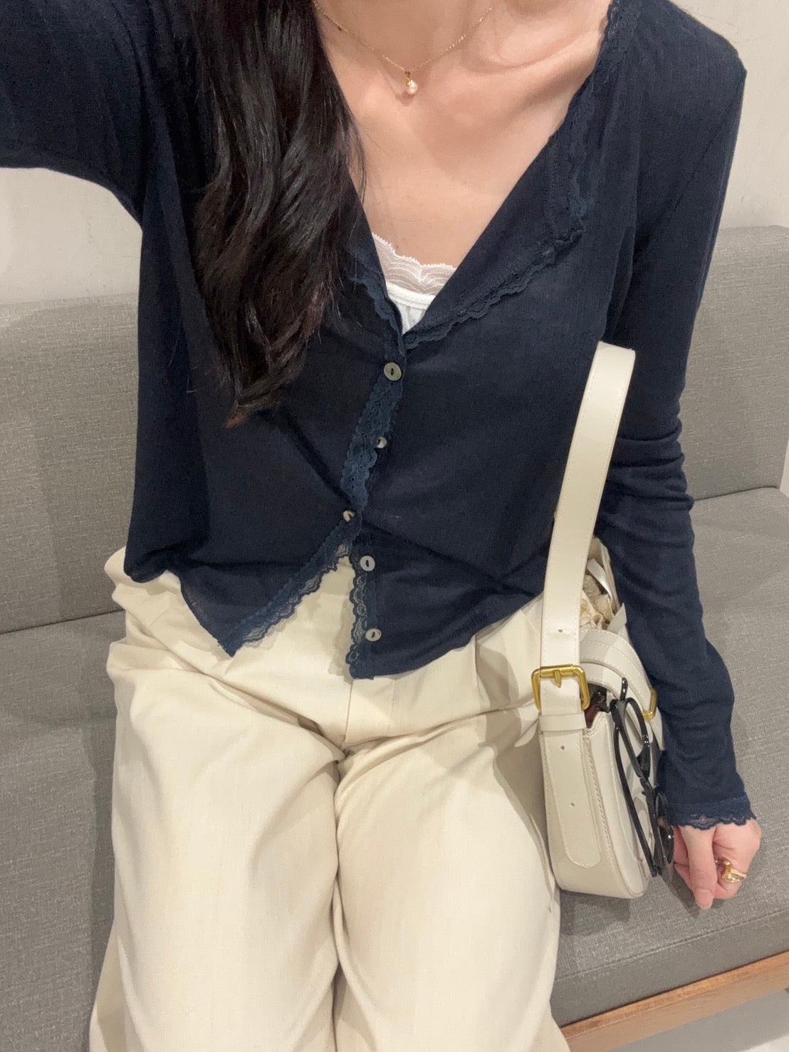 レースライトニットカーディガン CLG001