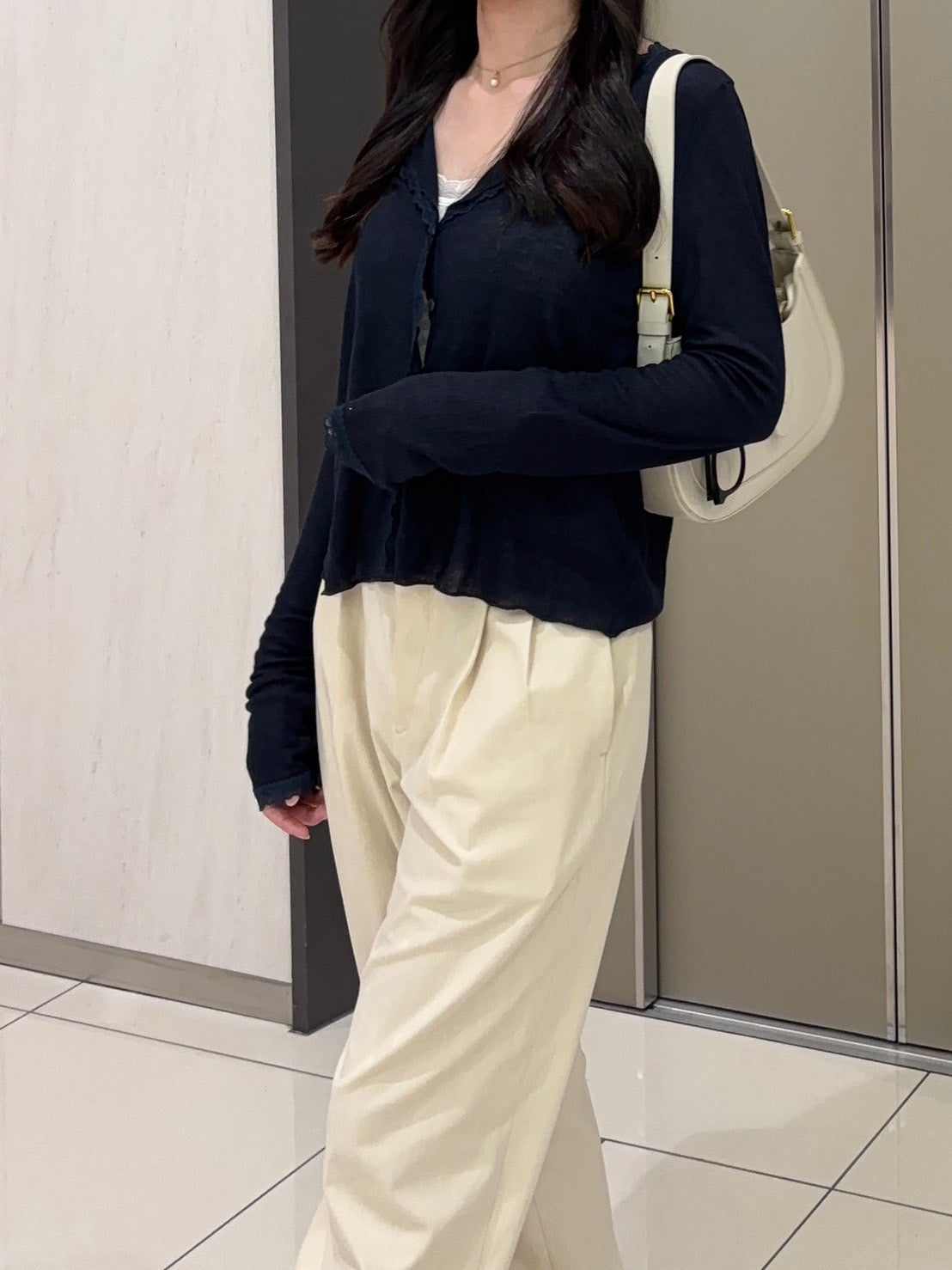 レースライトニットカーディガン CLG001