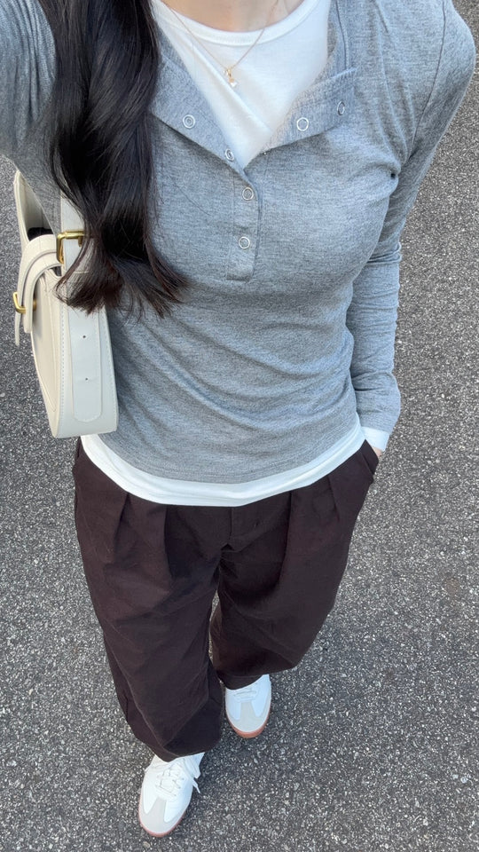 スリムフィッド重ね着風長袖カットソー CLG002