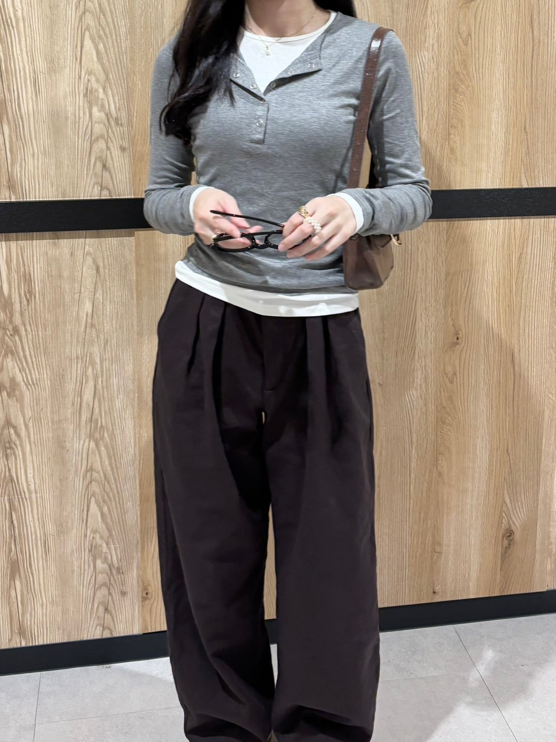 スリムフィッド重ね着風長袖カットソー CLG002