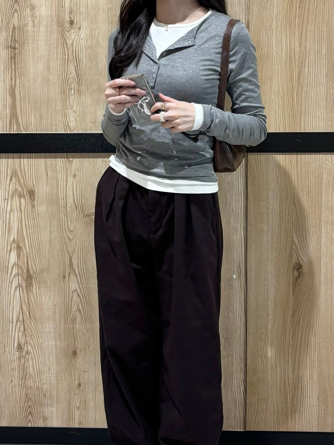 スリムフィッド重ね着風長袖カットソー CLG002