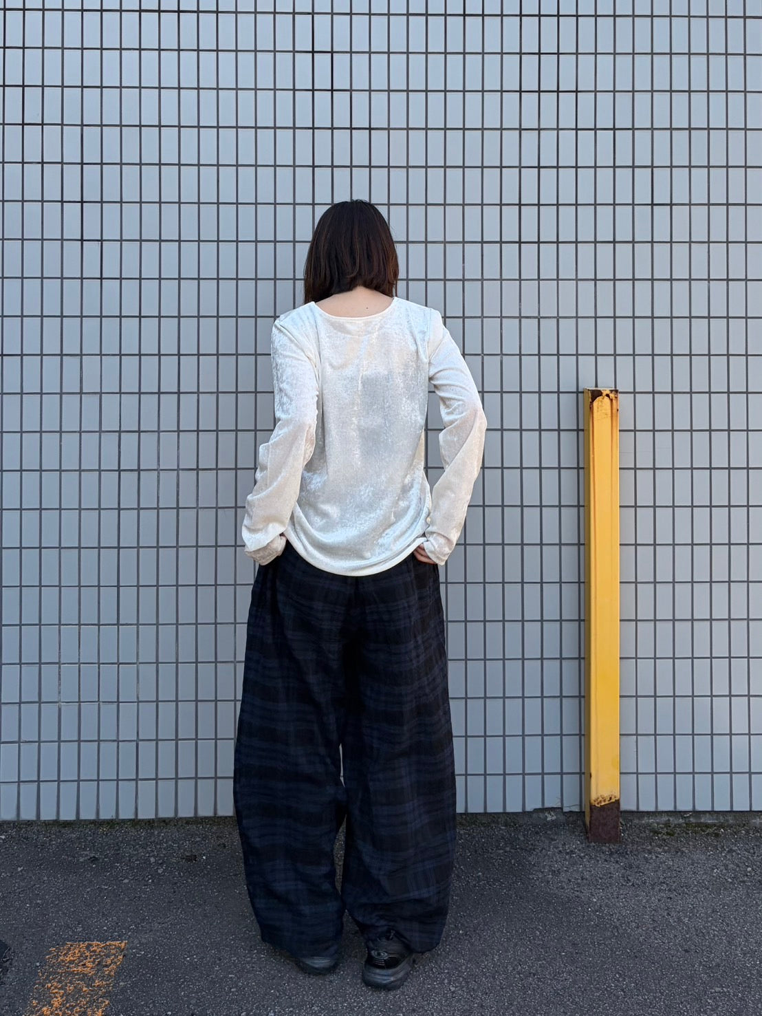 カーブシルエットチェックパンツ NMC-002