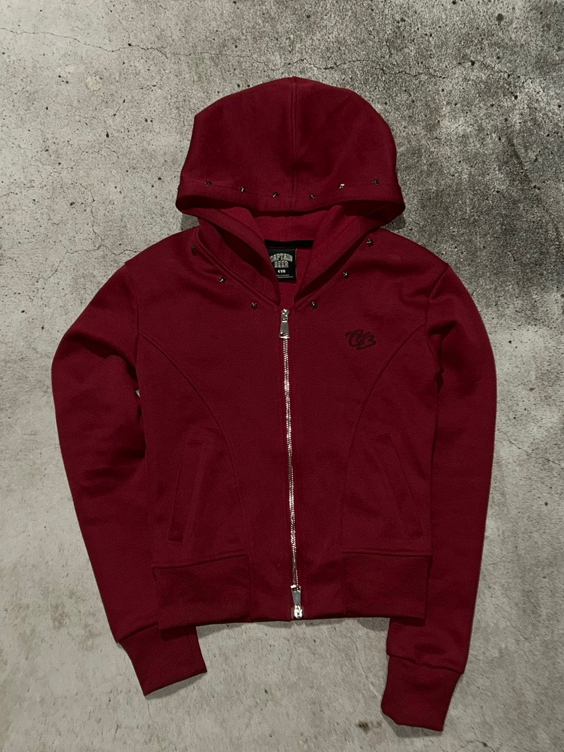 スタッズ付きコンパクトダブルジップパーカー LLS007