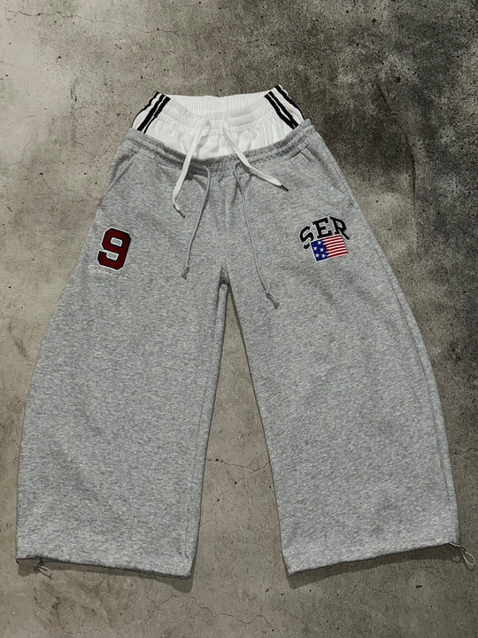 レイヤードウエストワイドスウェットパンツ LLS011