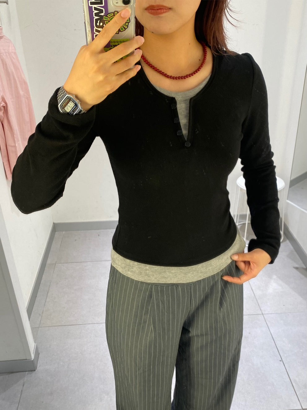 ヘンリーネックロンT WG005