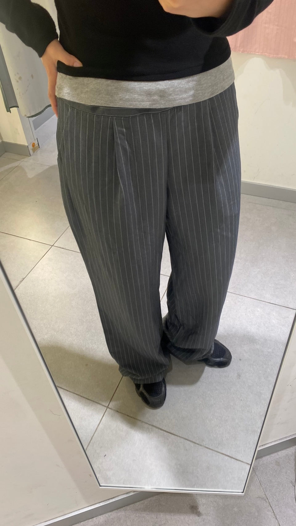 レイヤードストライプイージーパンツ WG004