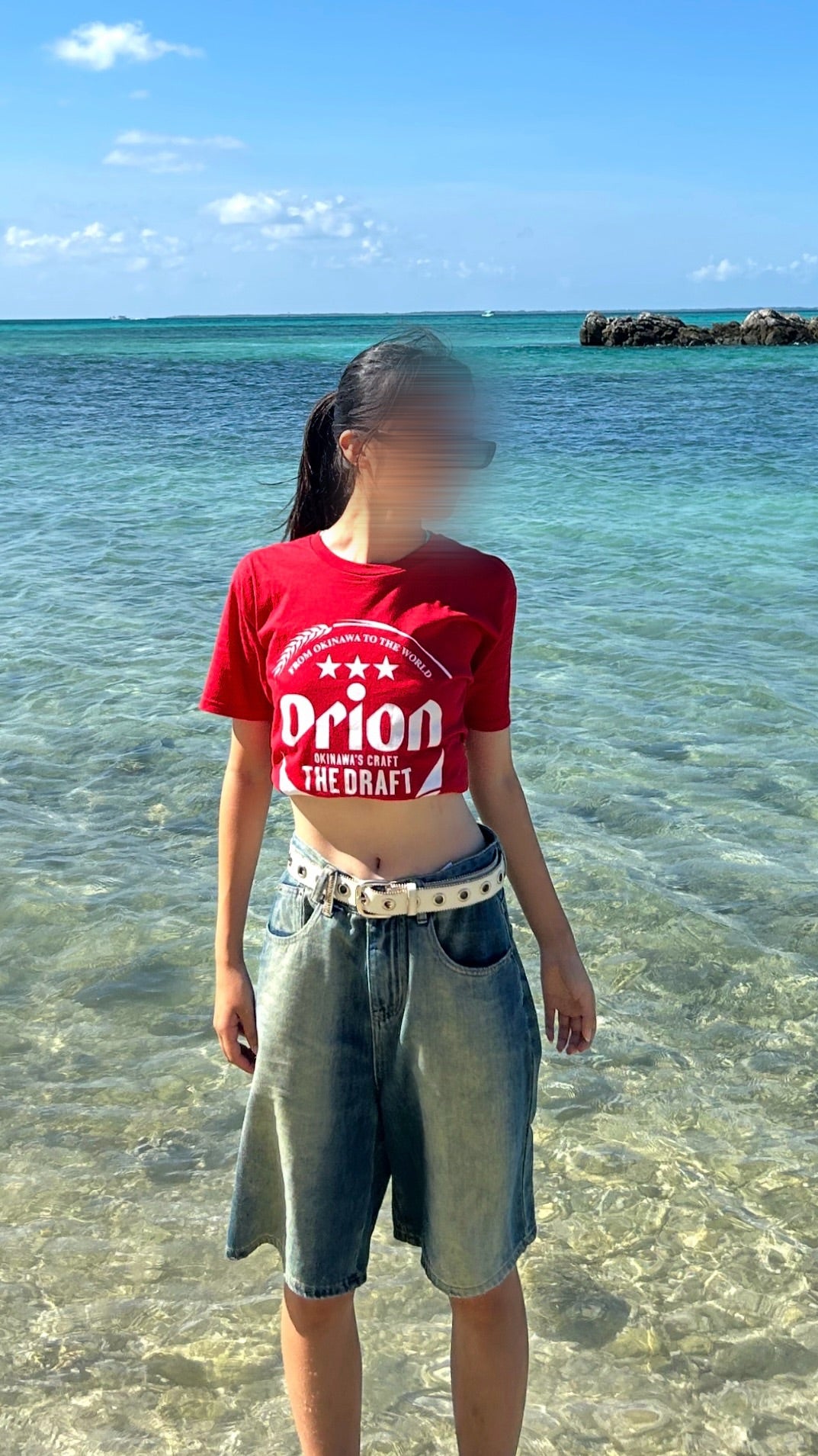 ウォッシュドハーフデニムパンツ TN003