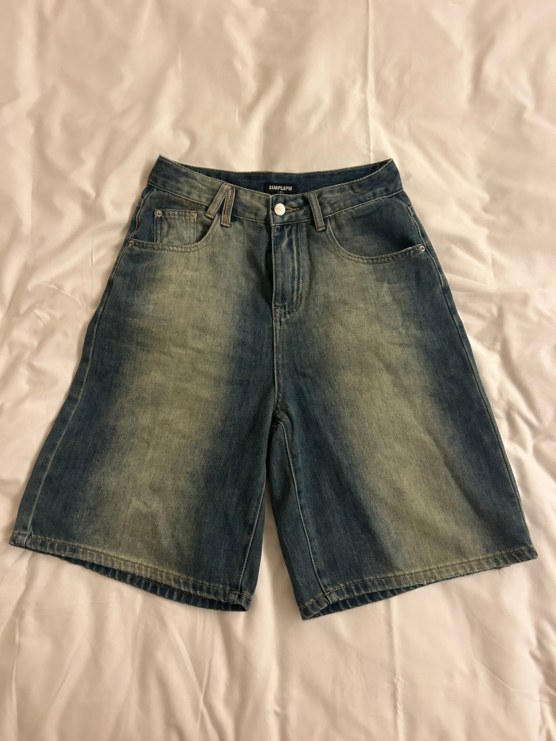 ウォッシュドハーフデニムパンツ TN003